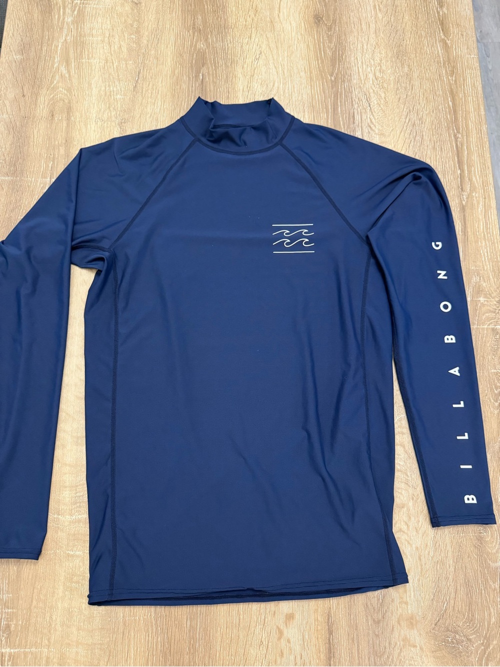 Billabong Navy Long-Sleeve Men’s Rash Guard with Sleeve Logo